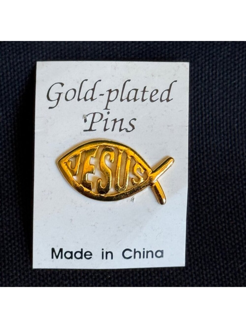 Gold-Plated Jesus Fish Lapel Pin With Secure Clasp